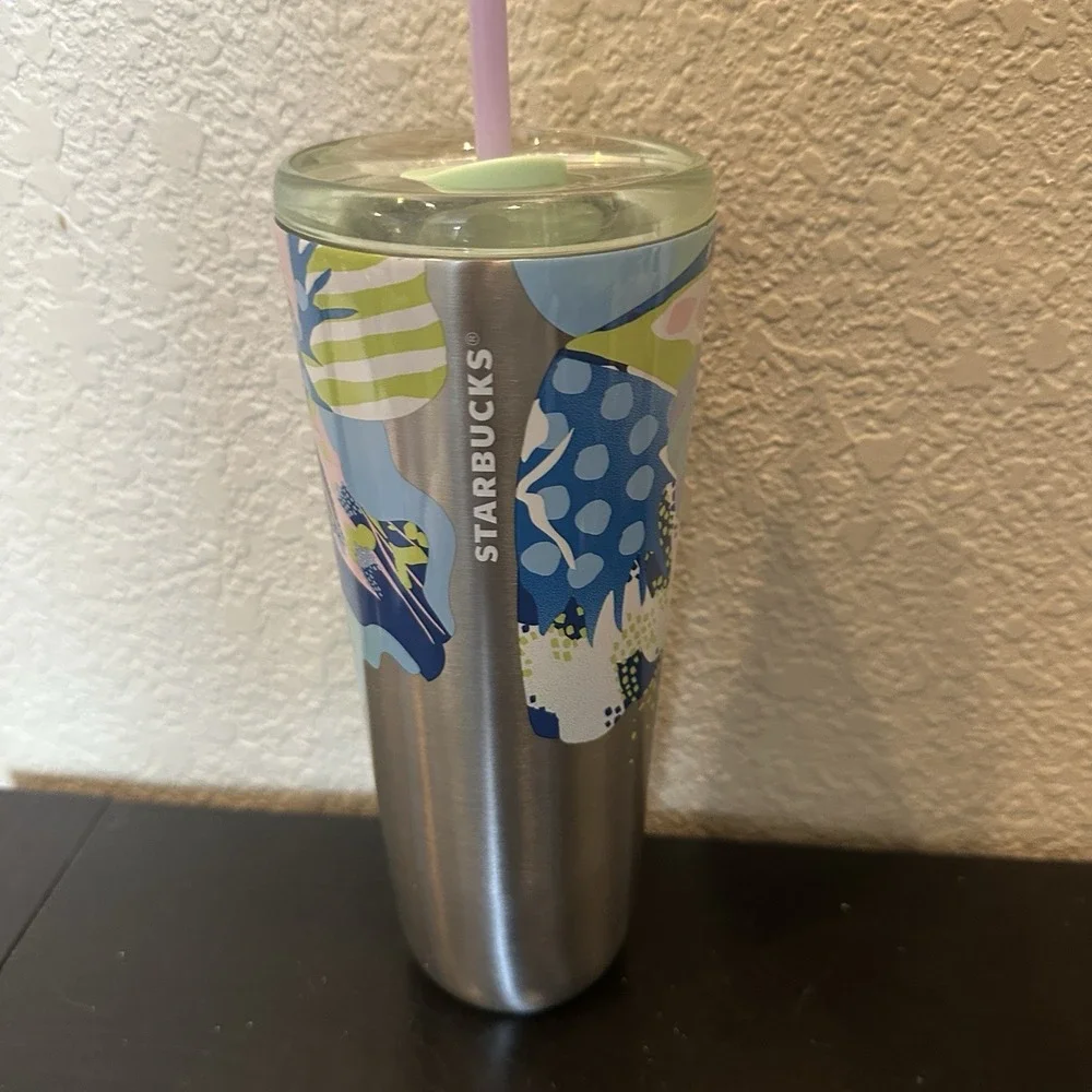 Starbucks Summer 2024 Canna Lily Butterfly‎ Silver SS Venti Hot/Cold Tumbler